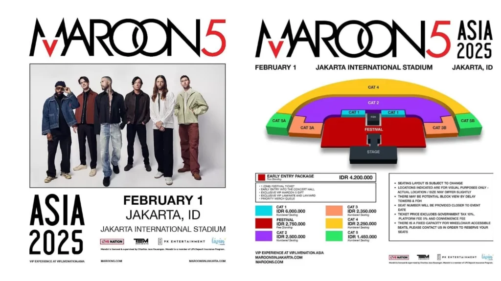 Ini Dia Harga Tiket Konser Maroon 5 Jakarta 2025