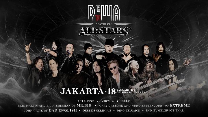 uncja.com, Jakarta - Konser Dewa 19 Featuring All Stars 2.0 akan digelar pada Sabtu, 18 Januari 2025 di Stadion Utama Gelora Bung Karno (GBK) Jakarta. PT. Dewa Sembilan Belas All Stars Promotor bersama PT. Mega Bintang Investama selaku promotor menawarkan dua promo kepada para penggemar yang ingin membeli tiket tepat pada Hari Belanja Online Nasional alias Harbolnas 12.12.